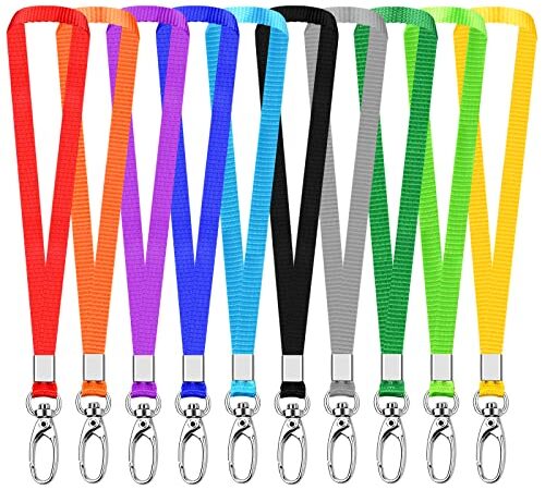 10 Stück Nylon Schlüsselband mit Metallclip, Büro Abzeichen Schlüsselbänder Lanyards, Neck Strap Lanyard Umhängeband für Schlüssel Ausweishülle Kartenhüllen Namensschilder (Bunt)