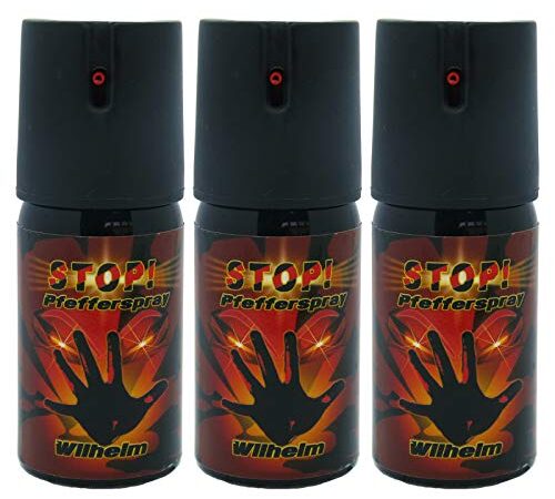 3 x Wilhelm Pfefferspray 40 ml Tierabwehr Selbstverteidigung CS Gas KO Spray hochdosiert (ca. 2 Mio. Scoville) effektives Verteidigungsspray