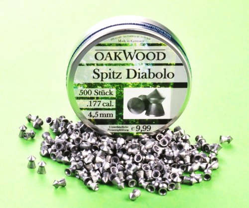 500 SCHUSS OAKWOOD SPITZ DIABOLOS- LUFTGEWEHRKUGELN - 4,5MM - Made for Germany DRUCKLUFTWAFFEN IM KAL: 4,5 DIABOLO GEEIGNET