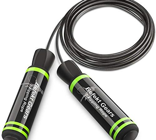 Befekt Gears Springseil, Speed Rope Verstellbar mit Kugellagern & Weichem Schaumstoffgriff, Länge Einstellbar, Jump Rope Seilspringen für Fitnesstraining, Abnehmen, für Kinder und Erwachsene