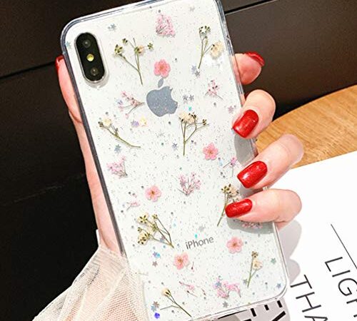 Emlivi Hülle iPhone 11 Hülle, iPhone Xr Handyhülle Silikon Muster iPhone Xs Max Schutzhülle Bumper Handyhüllen Case für Apple iPhone 11 Pro Max (iPhone Xs, Kleine rosa Blume)