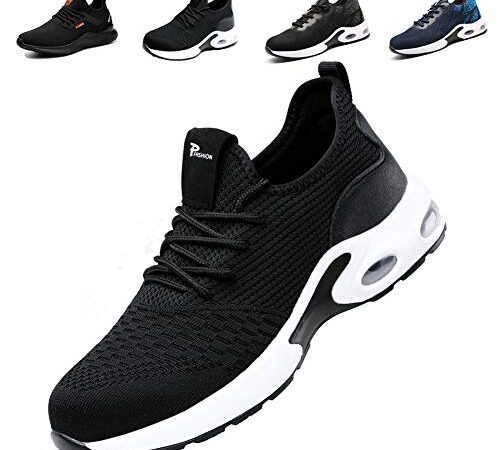 Fadezar Sicherheitsschuhe Herren Leichte Arbeitsschuhe Herren Damen Sportliche Atmungsaktive Stahlkappenschuhe rutschfeste Arbeitsturnschuhe01 Schwarz EU 42 (Etikettengröße 260)