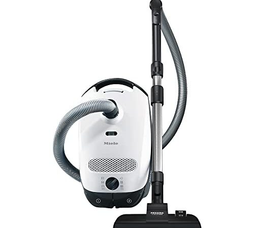 Miele Classic C1 PowerLine – Bodenstaubsauger mit Beutel, hoher Saugleistung, Universal-Bodendüse und großem Aktionsradius – Lotosweiß