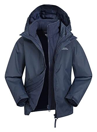 Mountain Warehouse Fell Regenjacke Kinder - 3-in-1 Jacke, atmungsaktive, Wasserabweisende Wander-Regenjacke, Multifunktions- und Outdoor-Jacke für Jungen und Mädchen Marineblau 13 Jahre