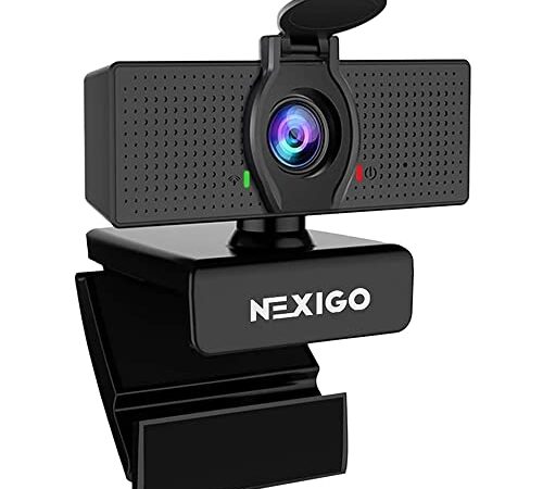 NexiGo N60 1080P Webcam, HD-Webcam mit Mikrofon, Softwaresteuerung und Datenschutzabdeckung, USB-Computerkamera, Sichtfeld mit 110°, Plug-and-Play, für Zoom/Skype/Teams, Konferenzen und Videoanrufe