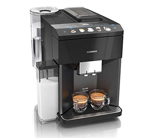 Siemens Kaffeevollautomat EQ.500 integral TQ505D09, viele Kaffeespezialitäten, Milchaufschäumer, integr. Milchbehälter, Keramikmahlwerk, Heißwasserfunktion, automat. Dampfreinigung, 1500 W, schwarz