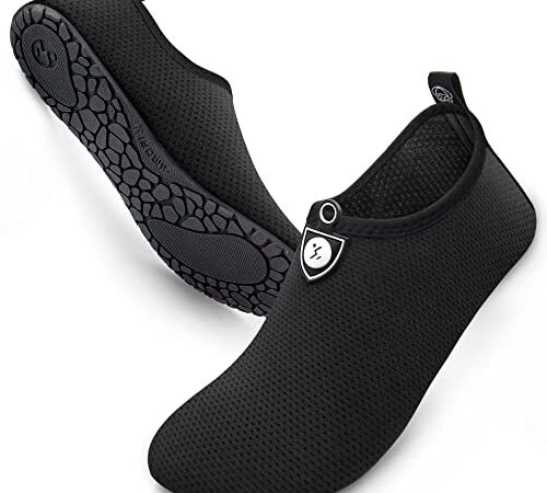 SIMARI Wasserschuhe Damen und Herren, schnelltrocknend, Barfuß, für Outdoor, Strand, Schwimmen, Sport, Yoga, Schnorcheln 202 dot Black 40 SWS001