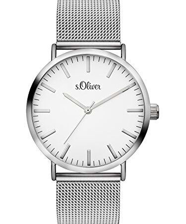 s.Oliver Damen Analog Quarz Armbanduhr mit Edelstahlarmband SO-3145-MQ