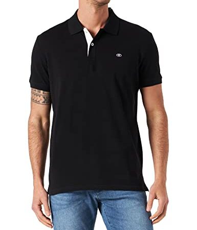 TOM TAILOR Herren Basic Piqué Poloshirt 1027713, 29999 - Black, 3XL