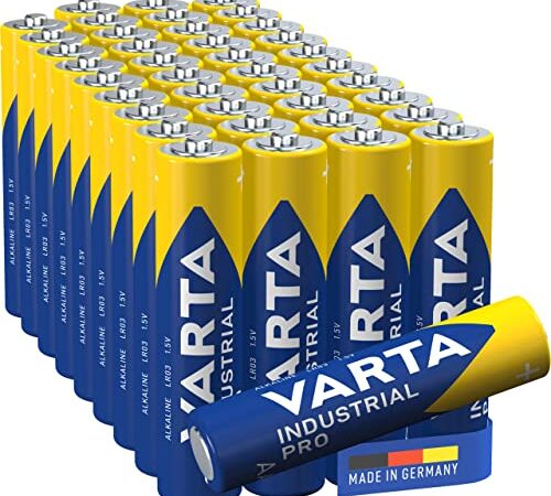 VARTA Batterien AAA, 40 Stück, Industrial Pro, Alkaline Batterie, 1,5V, Vorratspack in umweltschonender Verpackung, Made in Germany [Exklusiv bei Amazon]