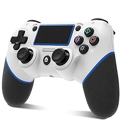 YOFOKO Ps4 Controller, Kabelloser Controller mit Dual Vibration, Stereo Kopfhöreranschluss, Touchpad, Sechs Achsen Bewegungssteuerung, kompatibel mit Ps4/Slim/Pro-Konsole (Weiß Blau)