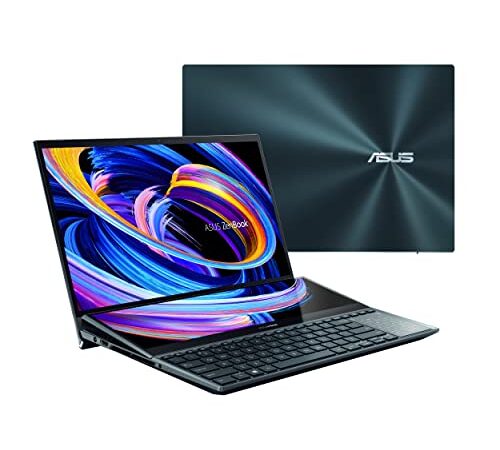 ASUS ZenBook Pro Duo 15 OLED UX582 Laptop, 15,6 Zoll OLED 4K Touch Display, i9-12900H, 32GB, 1TB, GeForce RTX 3070 Ti, ScreenPad Plus, Windows 11 Pro, Celestial Blue, UX582Z. W-XB99T