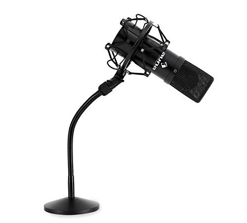 Auna MIC-900B Mikrofon-Set Kondensatormikrofon USB Mikrofon mit Stativ 16mm Kapsel, inkl. Mikrofonspinne, 16mm (5/8'') Gewinde, 3/8” zu 5/8”-Adapter, Nierencharakteristik, schwarz