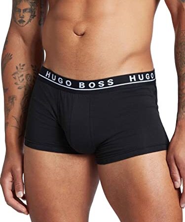 BOSS Herren Trunk 3P CO/EL Dreier-Pack Boxershorts aus Stretch-Baumwolle mit Logo am Bund,L,Schwarz