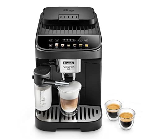 De'Longhi Magnifica Evo ECAM 292.81.B Kaffeevollautomat mit LatteCrema Milchsystem, 7 Direktwahltasten für Cappuccino, Espresso und weitere Kaffeespezialitäten, 2-Tassen-Funktion, Schwarz