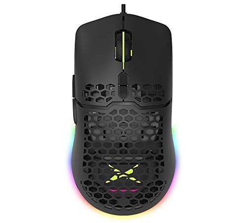 DeLux Gaming-Maus 16,8 Millionen RGB Farbe 16000 DPI Programmierbare ergonomische Maus für PC Laptop 7 Tasten 67g Leichtgewicht