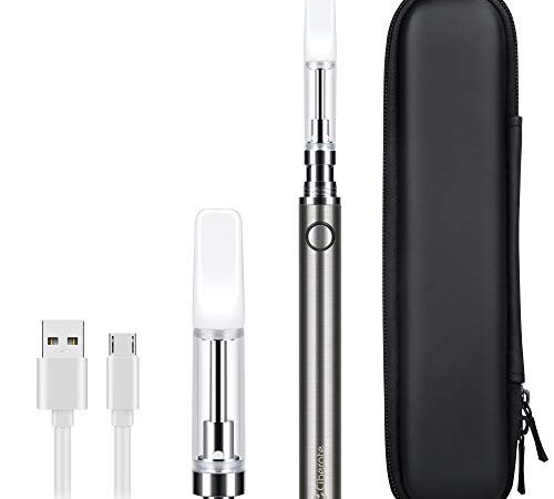 E Zigarette Starter Set, CBD öl 1100mAh Vaporizer Verdampfer, Pyrex-Glaskartusche Vape Pen E Shisha Hemp Oil Dampfer Starterset, ohne Nikotin, Edelstahl