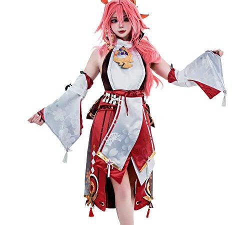 FCCAM Yae Miko Cosplay Outfit Genshin Impact Yae Miku Cosplay Full Set Erwachsene Halloween Cosplay S