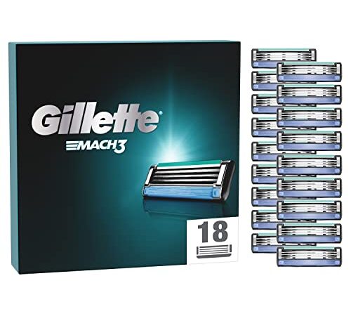 Gillette Mach3 Rasierklingen, 18 Ersatzklingen für Nassrasierer Herren mit 3-fach Klinge