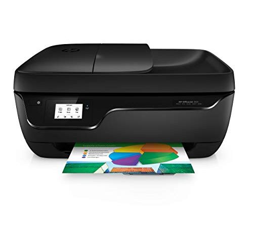 HP Officejet 3831 Multifunktionsdrucker (Instant Ink, Drucker, Kopierer, Scanner, Fax, WLAN, Airprint) mit 2 Probemonaten HP Instant Ink inklusive, Schwarz, 5,5 cm Mono-Touchscreen