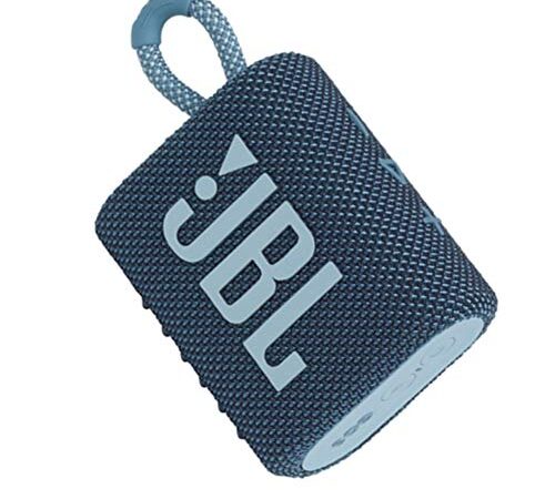 JBL GO 3 kleine Bluetooth Box in Blau – Wasserfester, tragbarer Lautsprecher für unterwegs – Bis zu 5h Wiedergabezeit mit nur einer Akkuladung,1er Pack