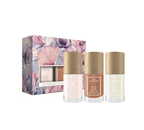 LaNature wasserbassierter Nagellack- VEGAN - Waterbased Peel-Off Nail Polish - zwei Farben Set inklusive Top Coat - Nude Colors