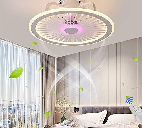 LED Leise Deckenventilator Runden Licht Dimmbar Mit Fernbedienung Ultra Dünn Design Fan Deckenleuchte Schlafzimmer Kinderzimmer Ventilator Lampe Fan Deckenlampe Fan Kronleuchter