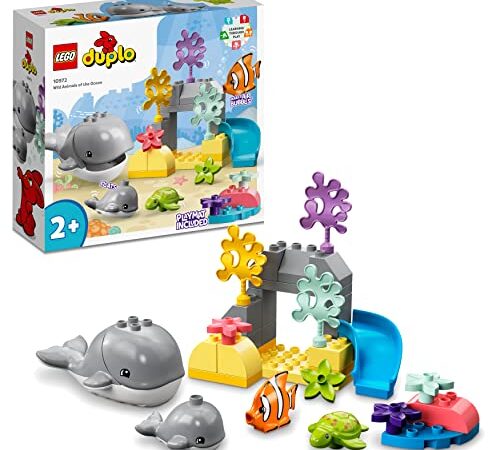 LEGO 10972 DUPLO Wilde Tiere des Ozeans, Lernspielzeug ab 2 Jahre, Spielzeug-Set für Kleinkinder mit Meerestieren und Spielmatte