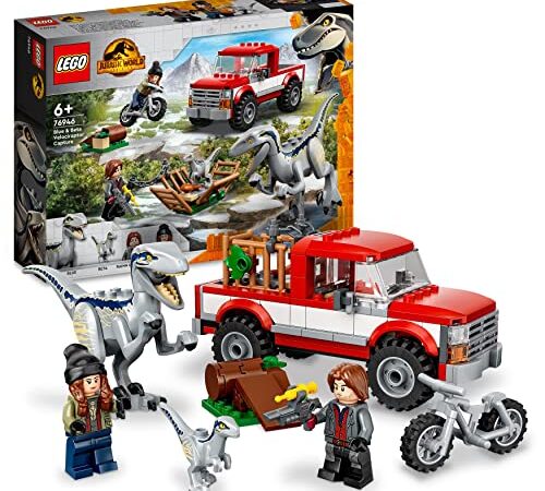 LEGO 76946 Jurassic World Blue & Beta in der Velociraptor-Falle, Spielzeugauto mit Dinosaurier Figuren, Kinder ab 6 Jahren