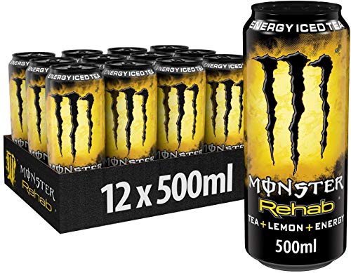 Monster Energy Rehab Lemon, 12x500 ml, Einweg-Dose – Energy Iced Tea mit Zitronengeschmack