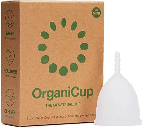 OrganiCup Menstruationstasse - Größe Mini - Gewinner des AllergyAwards 2019 - FDA-zugelassen - Weiches, flexibles, wiederverwendbares medizinisches Silikon…