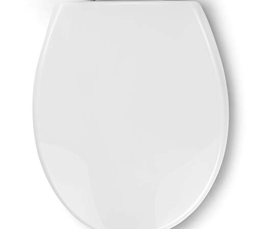 Pipishell Toilettendeckel, WC Sitz mit Absenkautomatik, Quick-Release Funktion für einfach Reinigung, O Form Weiß Toilettensitz mit Verstellbaren Scharnieren, Kunststoffversion