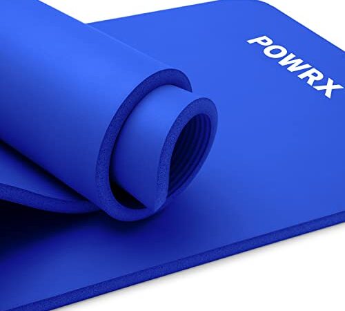 POWRX Gymnastikmatte I Yoga-Matte (Dunkelblau, 190 x 80 x 1.5 cm) inkl. Trageband + Tasche + GRATIS Übungsposter I Hautfreundliche Sportmatte Fitnessmatte rutschfest Phthalatfrei