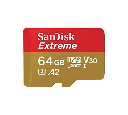 SanDisk Extreme microSDXC UHS-I Speicherkarte 64 GB + Adapter (Für Smartphones, Actionkameras und Drohnen, A2, C10, V30, U3, 170 MB/s Übertragung, RescuePRO Deluxe)