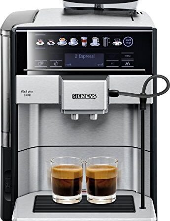 Siemens Kaffeevollautomat EQ.6 plus s700 TE657503DE, für viele Kaffeespezialitäten, Milch-Aufschäumdüse, Keramikmahlwerk, Doppeltassenfunktion, Antikalk, automatische Dampfreinigung, 1500 W, edelstahl