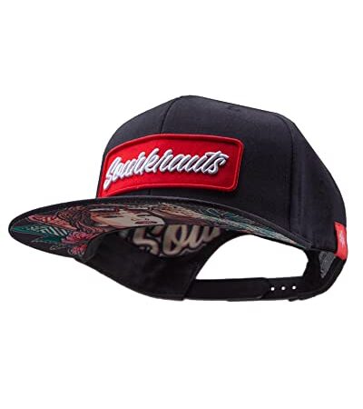 SOURKRAUTS Snapback Cap Shaka - Basecap Rot Weiß Patch - Baseballkappe in OneSize