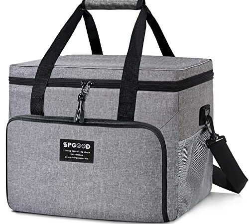 SPGOOD Kühltasche 20L/30L/40L Thermotasche Picknicktasche Groß Isoliert Faltbar Gefriertasche Warmhaltetasche Lunchtasche Tiefkühltasche Cooler Bag Einkaufstasche für Strand/Picknick/Camping/BBQ/Büro