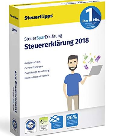 SteuerSparErklärung 2019, Schritt-für-Schritt Steuersoftware für die Steuererklärung 2018, Steuer CD-Rom für Windows 10, 8, 7