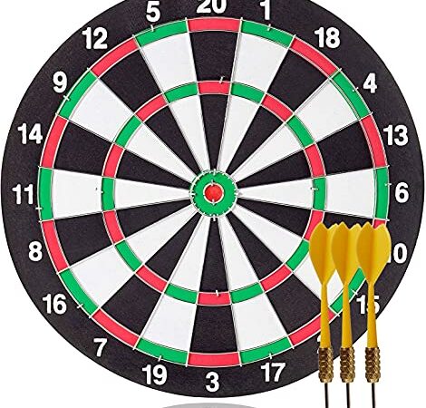 TK Gruppe Timo Klingler Dart Dartset 43 cm Dartscheibe Dartboard Kork inkl. Dartpfeile - Steel Dart für Erwachsene