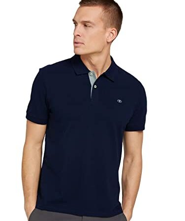 TOM TAILOR Herren Basic Piqué Poloshirt 1027713, 10668 - Sky Captain Blue, L