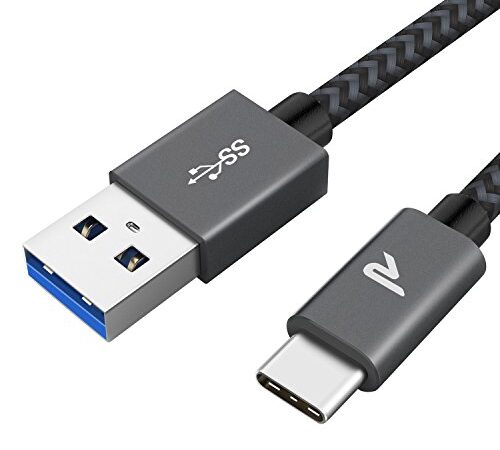 USB C Kabel 3.1A, RAMPOW Ladekabel USB C, Schnellladekabel USB C USB 3.0 und QC 3.0 Schnellladung, USB Kabel Typ C haltbares Nylon geflochtenes USB C für Samsung Galaxy S20/S10/S9/Note 10/9/8-1M