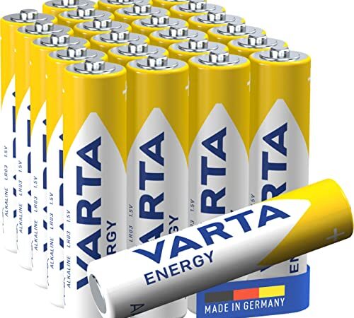 VARTA Batterien AAA, 24 Stück, Energy, Alkaline, 1,5V, Verpackung zu 80% recycelt, für einfachen Grundbedarf, Made in Germany