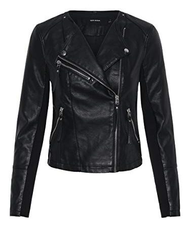 VERO MODA Damen Kunstlederjacke Ria Fav Biker-Style 10211420 Black M