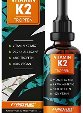 Vitamin K2 Tropfen hochdosiert 1800x (50ml) - 200 µg Vitamin K2 MK7, K2VITAL® Premium Vitamin K2 hochdosiert von Kappa mit 99,7+% all-trans-Gehalt - laborgeprüft, 100% vegan