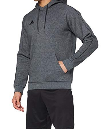 adidas Herren Core 18 Hoodie, Dark Grey Heather/Black, L