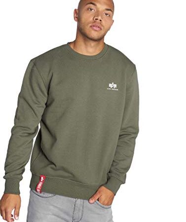 ALPHA INDUSTRIES Herren Basic Sweater Small Logo Kapuzenpullover, Dark Olive, XL