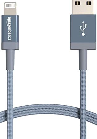 Amazon Basics – Verbindungskabel Lightning auf USB-A, Nylon-umflochten, MFi-zertifiziertes Ladekabel für iPhone, dunkelgrau, 1,8 m