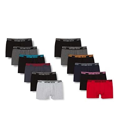 ANTONIO ROSSI Herren Fitted Boxer Hipster (12er Pack), Mehrfarbig (Dunkel), L EU