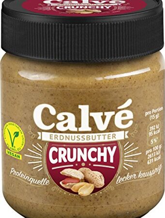 Calve Erdnussbutter Crunchy veganer Brotaufstrich als Proteinquelle für eine ausgewogene Ernährung 210 g 8 Stück