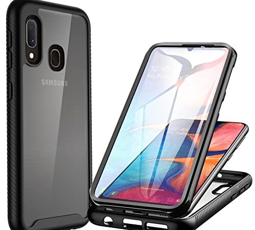 CENHUFO für Samsung Galaxy A20e Hülle, 360 Grad Schutzhülle Stoßfest Panzerhülle mit Eingebautem Displayschutz Robust Bumper Full Cover Outdoor Case Handyhülle für Samsung Galaxy A20e - Schwarz